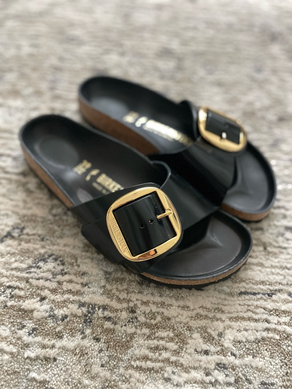 Birkenstock Madrid Big Buckle Sandals Black Gold 39 Size 8 - Picture 3 of 5